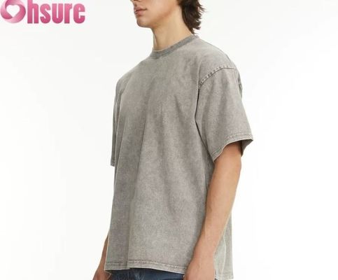 Individuelles Heavyweight T-Shirt für Herren - Gewaschene Baumwolle Vintage Streetwear, Oversized-Design mit überschnittenen Schultern, Großbestellung verfügbar