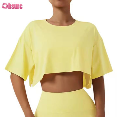 2025 Lockere, schnell trocknende Lauf-Workout-Gymnastik-Top Fitness-Training Yoga-Kleidung Sport-T-Shirts Crop Tops für Damen