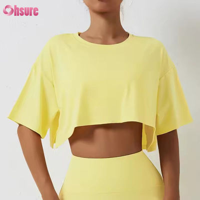 2025 Lockere, schnell trocknende Lauf-Workout-Gymnastik-Top Fitness-Training Yoga-Kleidung Sport-T-Shirts Crop Tops für Damen