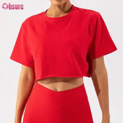Benutzerdefiniertes übergroßes Sport-Crop-Top Damen T-Shirt Neuankömmling Weich Schnelltrocknend Leicht Damen Tanz Laufen Kurzarm-Top
