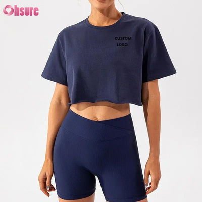Benutzerdefiniertes übergroßes Sport-Crop-Top Damen T-Shirt Neuankömmling Weich Schnelltrocknend Leicht Damen Tanz Laufen Kurzarm-Top