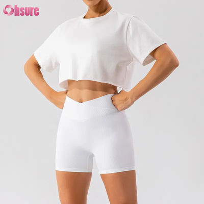 Benutzerdefiniertes übergroßes Sport-Crop-Top Damen T-Shirt Neuankömmling Weich Schnelltrocknend Leicht Damen Tanz Laufen Kurzarm-Top