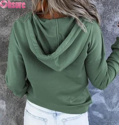 Damen Casual Loose Fit Langarm Pullover Button-Up Kapuzenpullover Front Logo Gestrickt für Herbst Winter Mit Taschen
