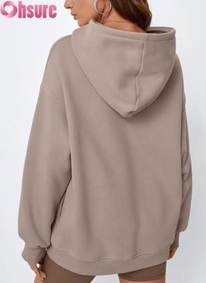 Weibliche übergroße Fleece Hoodie Solid-Colour Pullover Sweatshirt mit Tasche.