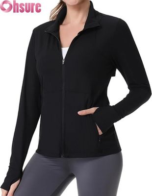 Running Jackets für Frauen, Vollzip-Training Jacket Athletic Gym Sports Jacket mit Reißverschluss Taschen
