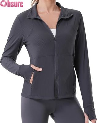 Running Jackets für Frauen, Vollzip-Training Jacket Athletic Gym Sports Jacket mit Reißverschluss Taschen