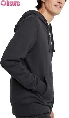 Hochwertiges Custom Logo Herren Hoodie Schweiß Hosen Tracksuit Set Graues Solides Muster Baumwolle Taschen Einfacher einfacher Stil