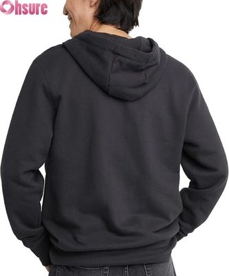 Hochwertiges Custom Logo Herren Hoodie Schweiß Hosen Tracksuit Set Graues Solides Muster Baumwolle Taschen Einfacher einfacher Stil