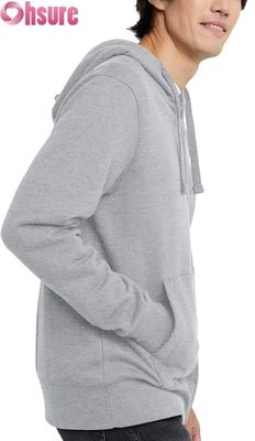 Hochwertiges Custom Logo Herren Hoodie Schweiß Hosen Tracksuit Set Graues Solides Muster Baumwolle Taschen Einfacher einfacher Stil