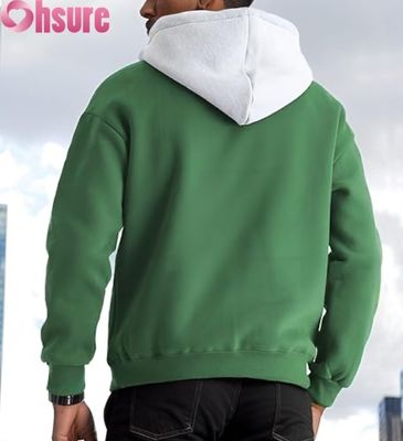 Herren Casual Langarm Pullover Hoodie Sweatshirt mit Fronttasche Kontrastfarbenes Kapuzendesign