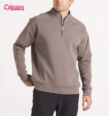 Hochwertiges, individuelles Stickerei-Herren-Oversized-French-Terry-Crewneck-Sweatshirt & schweres Quarter-Zip-Hoodie, einfarbig