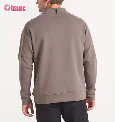 Hochwertiges, individuelles Stickerei-Herren-Oversized-French-Terry-Crewneck-Sweatshirt & schweres Quarter-Zip-Hoodie, einfarbig