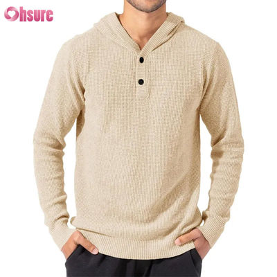 Großhandel Sportartikel Design Super Fashion Hochwertige Tops Weicher Strick Wolle Kaschmir Hoodie Mit Knöpfen für Herren Mesh-gefüttert