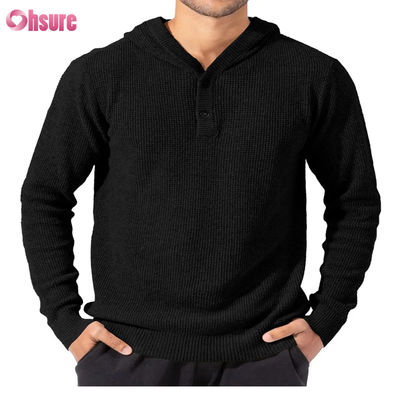 Großhandel Sportartikel Design Super Fashion Hochwertige Tops Weicher Strick Wolle Kaschmir Hoodie Mit Knöpfen für Herren Mesh-gefüttert
