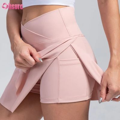 2-in-1 lockere Sportshorts mit hohem Bund, weichem Tragegefühl, Design für Gymnastikbekleidung für Damen