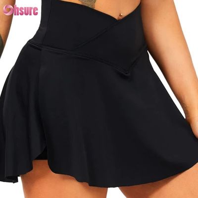 2-in-1 lockere Sportshorts mit hohem Bund, weichem Tragegefühl, Design für Gymnastikbekleidung für Damen