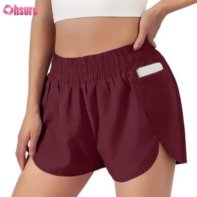 Damen-Fitness-Laufshorts, schnelltrocknend, Sport-Layer mit elastischem Bund, atmungsaktive Sportbekleidung vom Hersteller