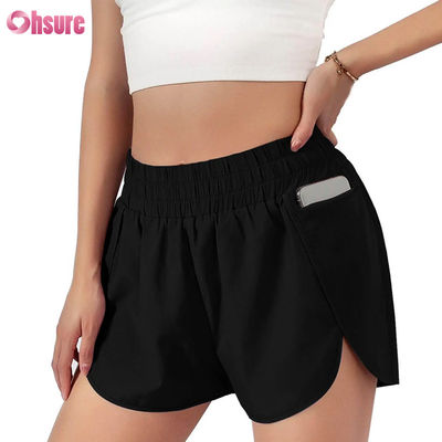 Damen-Fitness-Laufshorts, schnelltrocknend, Sport-Layer mit elastischem Bund, atmungsaktive Sportbekleidung vom Hersteller