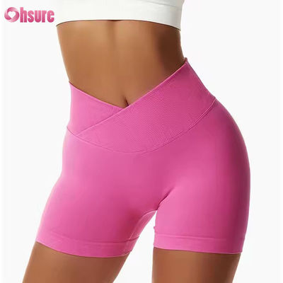 Süßfarben schnelle trockene Nackt Yoga Shorts Hüftlift Running Fitness Shorts Enge Höhe Taille Sport Leggings