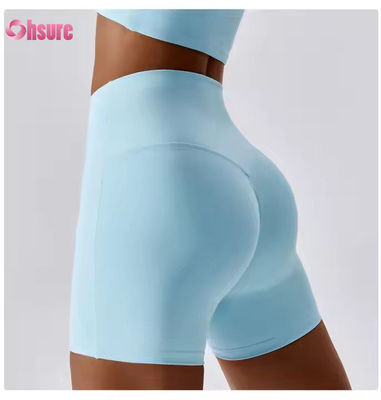 Süßfarben schnelle trockene Nackt Yoga Shorts Hüftlift Running Fitness Shorts Enge Höhe Taille Sport Leggings
