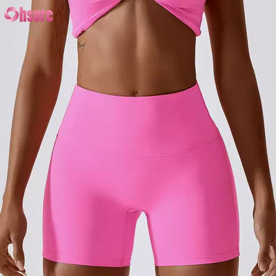 Süßfarben schnelle trockene Nackt Yoga Shorts Hüftlift Running Fitness Shorts Enge Höhe Taille Sport Leggings