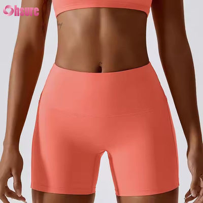 Süßfarben schnelle trockene Nackt Yoga Shorts Hüftlift Running Fitness Shorts Enge Höhe Taille Sport Leggings
