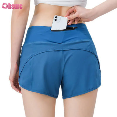Hochwertige Damen-Aktivbekleidung Shorts, Sportbekleidung Damen-Laufshorts, Nylon-Spandex-Gymnastik-Schweißshorts mit Taschen