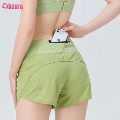 Hochwertige Damen-Aktivbekleidung Shorts, Sportbekleidung Damen-Laufshorts, Nylon-Spandex-Gymnastik-Schweißshorts mit Taschen