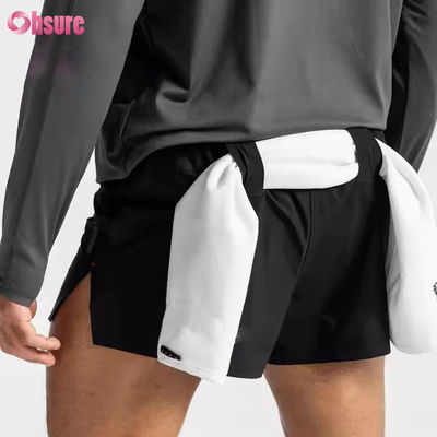 Individuelle Reißverschlusstaschen Elastischer Bund Sport-Aktivkleidung Herren Jacquard-Druck Workout Lauf-Gymnastik-Shorts