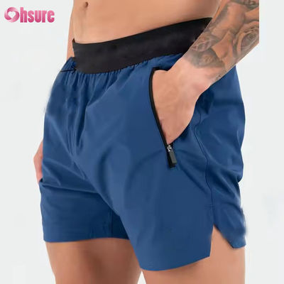 Individuelles Logo am Bund Polyester-Taschen Schlitzsaum Für Herren Sportliche Aktive Herren Workout Gymnastik-Sportshorts für Männer