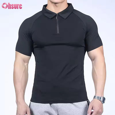 Hochwertiges, schnell trocknendes Eis-Seiden-Gewebe Sport-Top, atmungsaktives Sommer-Gymnastik-T-Shirt, Dri-Muscle-Fit, Herren-Poloshirt
