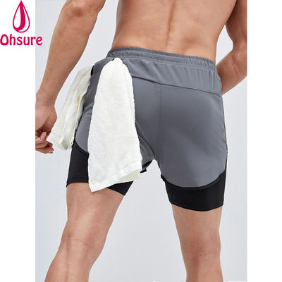Training Männer Reflektorband Ziehseile Taille 2 in 1 Sport Fitness-Shorts Trainingshorts für Männer