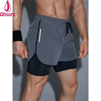 Training Männer Reflektorband Ziehseile Taille 2 in 1 Sport Fitness-Shorts Trainingshorts für Männer