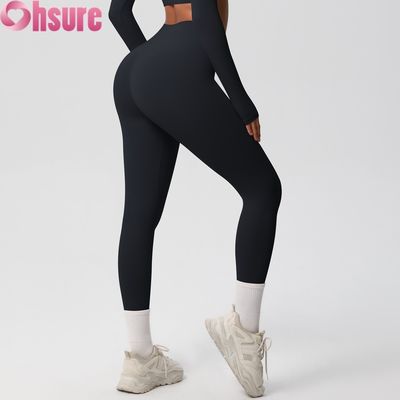 High Waist Butt-Lifting Workout Tights Elastische Taille Fitness Yoga Leggings für Outdoor-Radfahren Squatproof Nude Hosen Haut