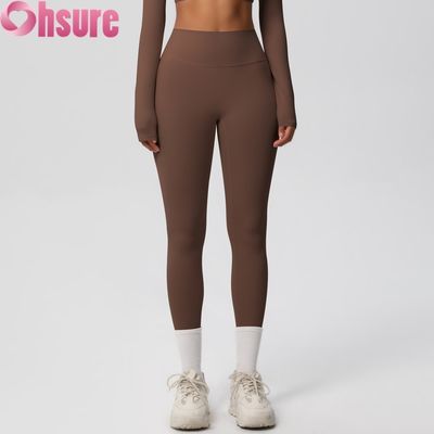 High Waist Butt-Lifting Workout Tights Elastische Taille Fitness Yoga Leggings für Outdoor-Radfahren Squatproof Nude Hosen Haut