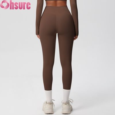 High Waist Butt-Lifting Workout Tights Elastische Taille Fitness Yoga Leggings für Outdoor-Radfahren Squatproof Nude Hosen Haut