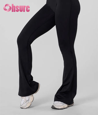 Dear-Lover Kundenspezifisches Logo Damen High Rise Yoga Leggings Schwarz Einfarbig Bund Beidseitige Taschen Feuchtigkeitsableitendes Workout Yoga