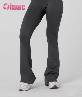 Dear-Lover Kundenspezifisches Logo Damen High Rise Yoga Leggings Schwarz Einfarbig Bund Beidseitige Taschen Feuchtigkeitsableitendes Workout Yoga