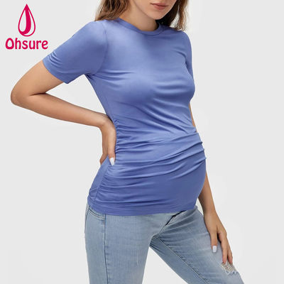 Großhandel Custom Bambus Weiches Pflegebekleidung Fitness Stillen Tee Mutterschafts-Tops Yoga T-Shirt