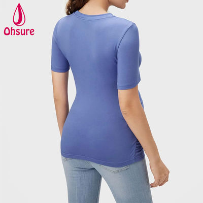 Großhandel Custom Bambus Weiches Pflegebekleidung Fitness Stillen Tee Mutterschafts-Tops Yoga T-Shirt