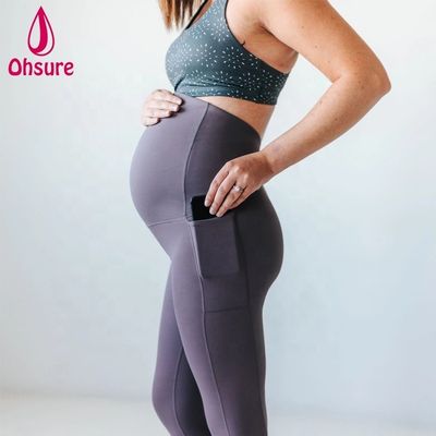 Hohe Taille Mutterschaftshosen 4 Wege Dehnbare Yoga Leggings Bequeme weiche Mutterschaftskleidung