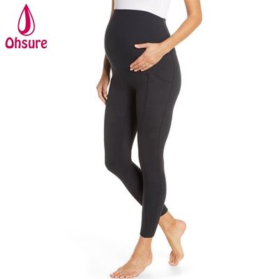 Bequeme Schwangerschafts-Aktive Strumpfhosen Superweiche Frauen Fitness-Yoga-Hosen mit Taschen-Mütter-Legging