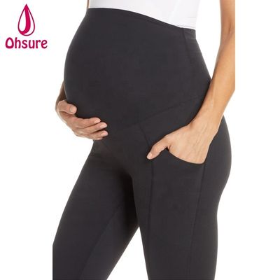 Bequeme Schwangerschafts-Aktive Strumpfhosen Superweiche Frauen Fitness-Yoga-Hosen mit Taschen-Mütter-Legging