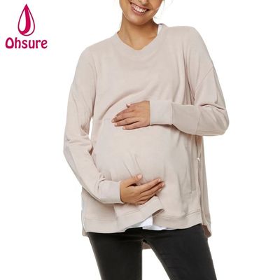 Winter Schwangere Kleidung Plus Size Stillkleidung Weiches Fleece Still-Hoodie mit seitlichem Reißverschluss Umstandsmode Sweatshirt Damen