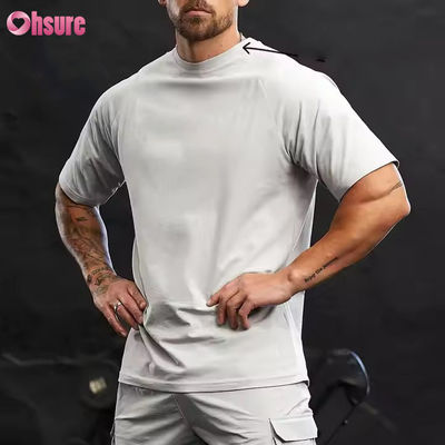 Custom 95% Baumwolle Spandex Crew Hals Kurz Raglan Ärmel Entspannte Fitness Training Gym t-Shirt für Männer