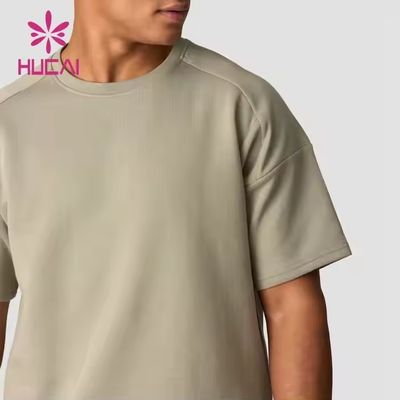 Custom Grau 100% Baumwolle T-Shirt Schwergewicht Oversized Tee Lauf Training Sport Fitness-Shirt Männer
