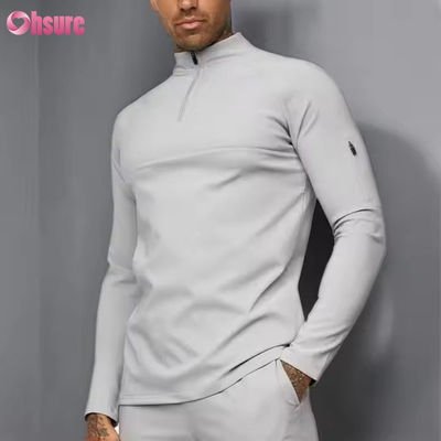 Individuelles Training Aktive Sportarten tragen Slim Fit 1/4 Quarter Zip Jogging Track Top Männer Kompression Gymnase Long Sleeve Shirt