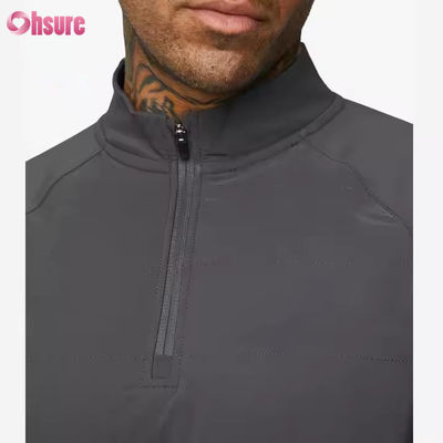Individuelles Training Aktive Sportarten tragen Slim Fit 1/4 Quarter Zip Jogging Track Top Männer Kompression Gymnase Long Sleeve Shirt