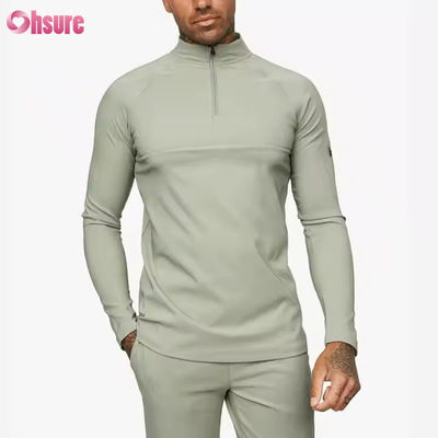 Individuelles Training Aktive Sportarten tragen Slim Fit 1/4 Quarter Zip Jogging Track Top Männer Kompression Gymnase Long Sleeve Shirt