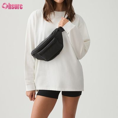 T-Shirt für Frauen mit langem Ärmeln Custom Double Side O Neck Blank Plain Schnitt oben Kreuz unten Athletik Spandex